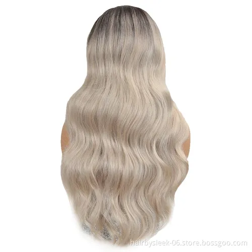 Body Wave ombre blonde lace front wig 360 lace frontal heat resistant U part long wavy synthetic hair wigs for black Women